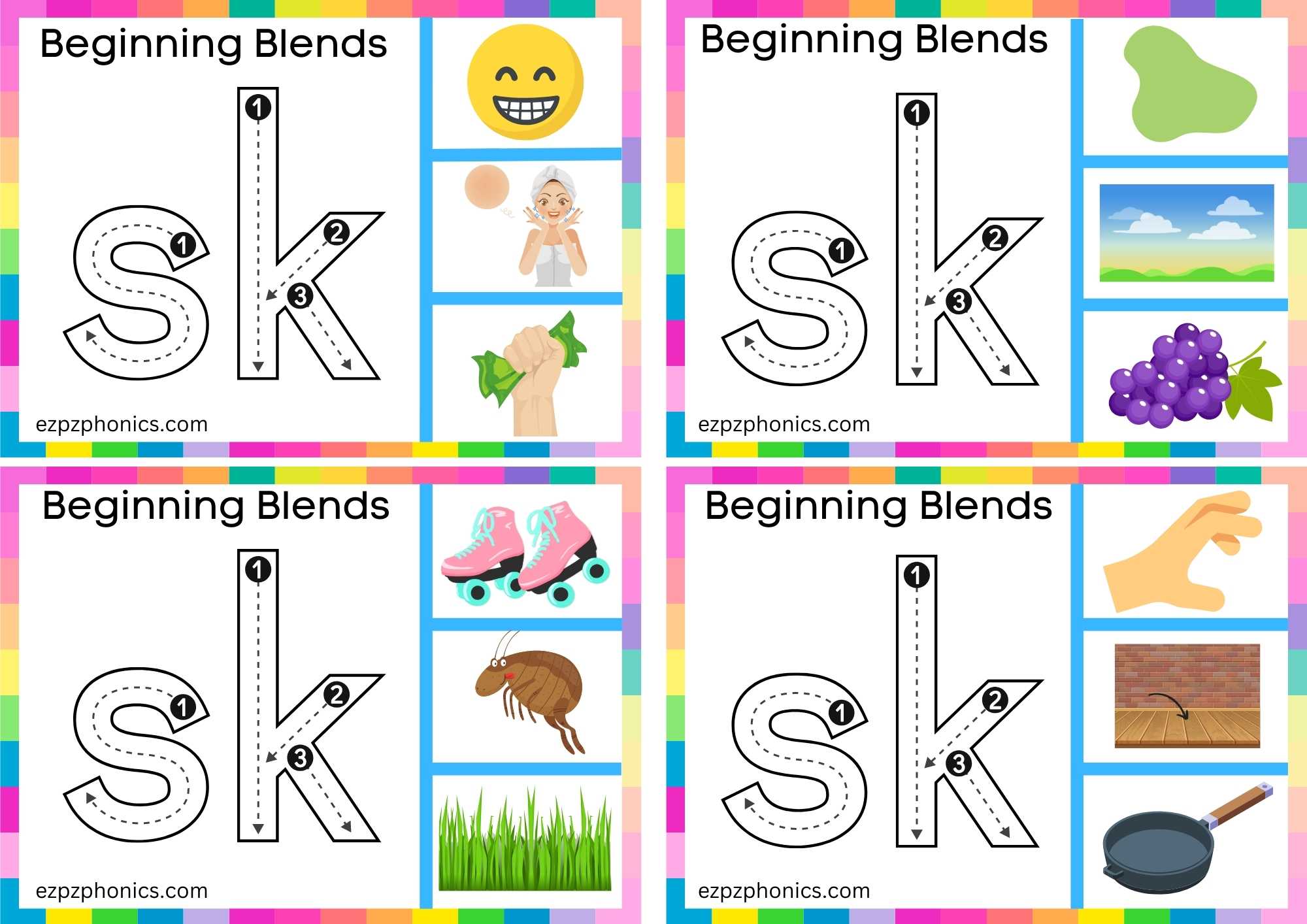 SK Beginning Blends Clip Cards Trace The Letters And Clip The Correct Image Set 2